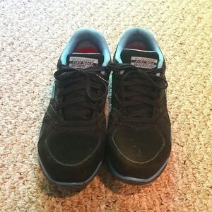 Sketchers Women's Work Shoes, Safety Toe, Size 7.5, Black/ Blue